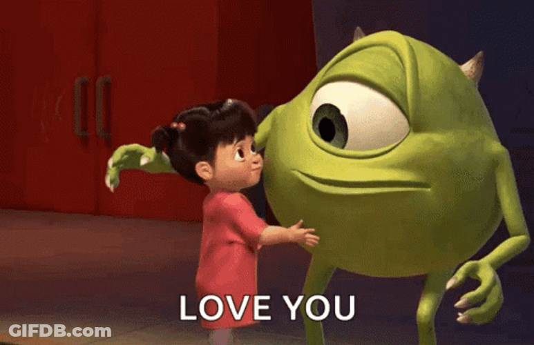 Monsters University Mike Wazowski Boo Love You GIF