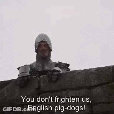 Monty Python French Knight I Fart In Your General Direction GIF