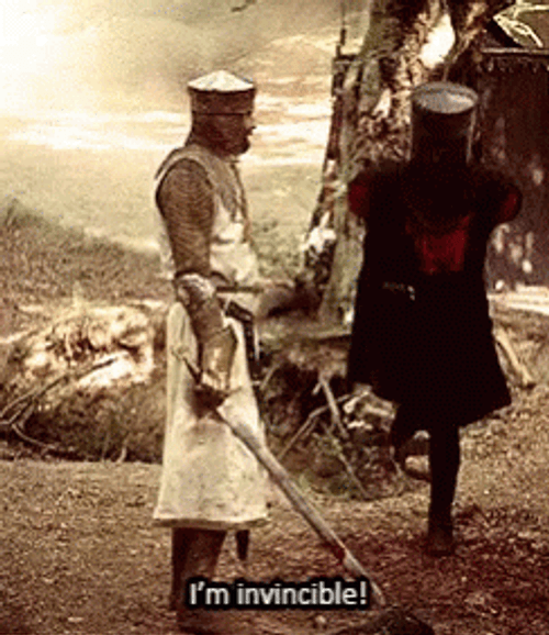 Monty Python I'm Invincible Run Away GIF