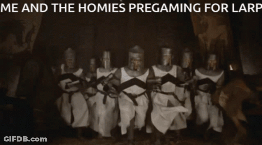 Monty Python Knights Hopping On Table GIF