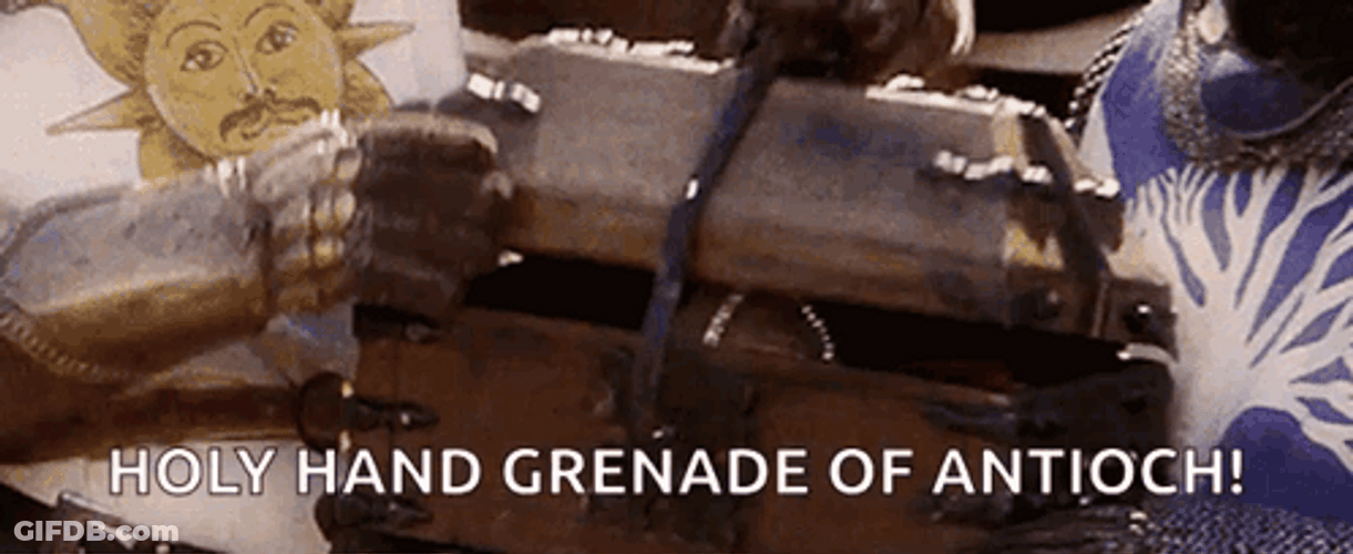 Monty Python Run Away Holy Hand Grenade GIF