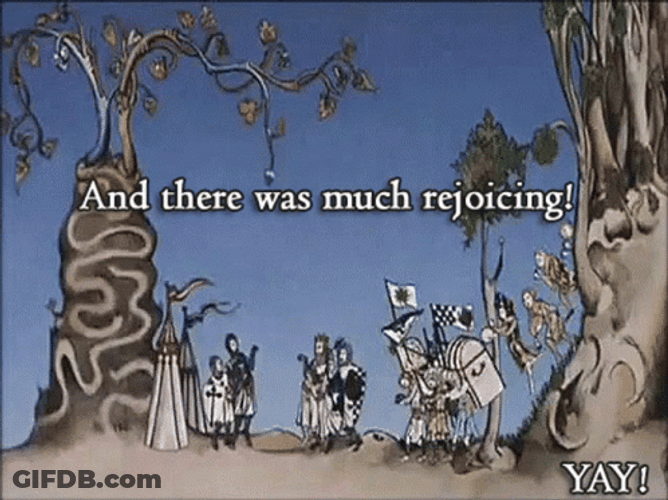 Monty Python Run Away There Was Rejoicing GIF