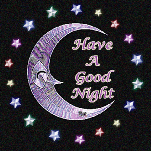 Moon And Rotating Stars Have A Good Night GIF