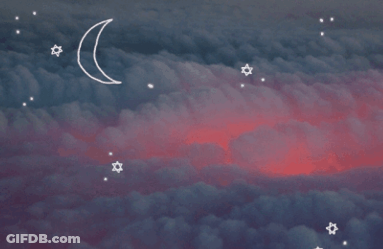 Moon And Stars Flickering GIF