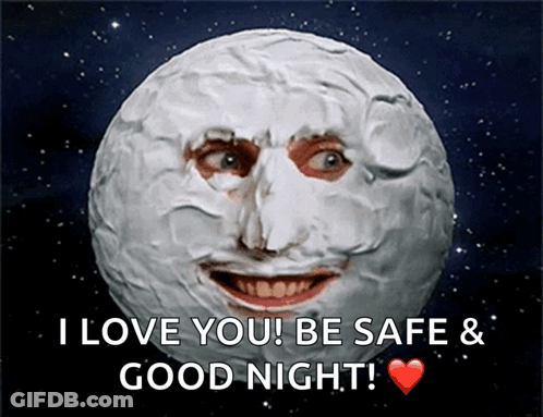 Moon Face Saying I Love You Be Safe & Good Night GIF
