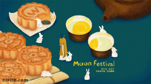 Moon Festival With Rabbits And Cakes GIF