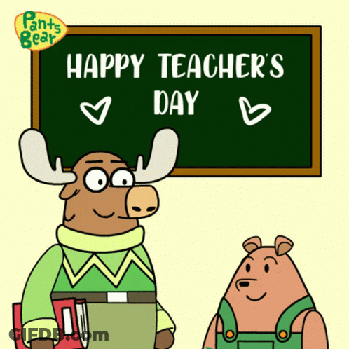 Moose And Bear Celebrating Teacher's Day GIF