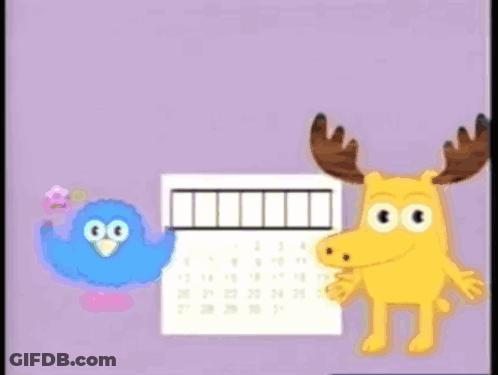 Moose And Bird Next To Friday Calendar GIF