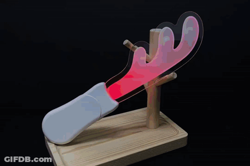 Moose Antler Light On Wooden Stand GIF