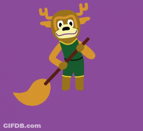 Moose Holding Broom Sweep GIF
