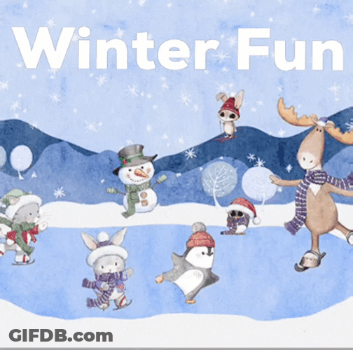 Moose Ice Skating Winter Fun GIF