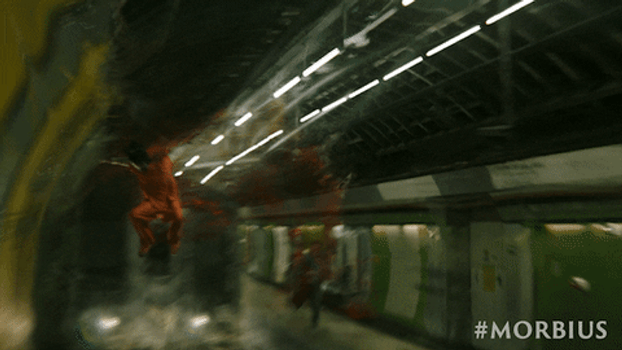 Morbius Flying Ahead Of Train GIF