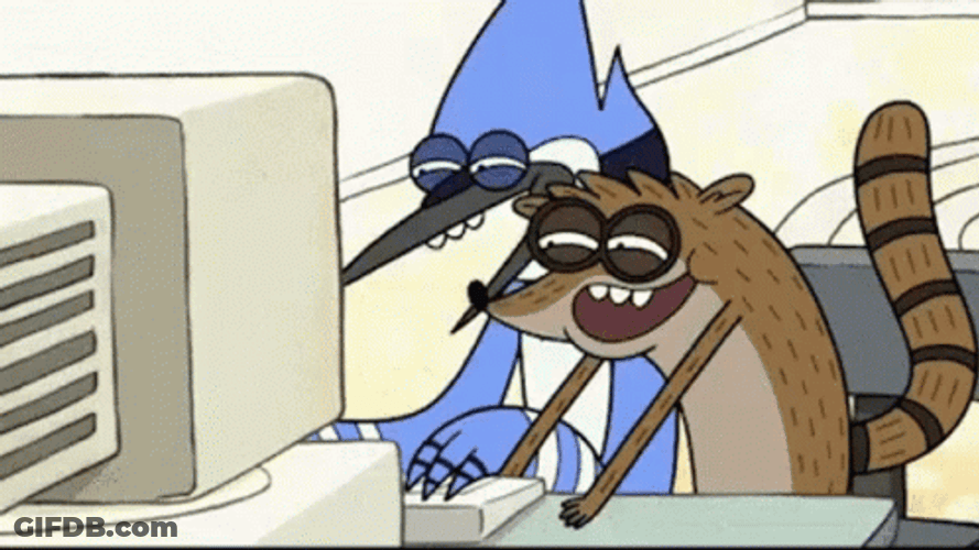 Mordecai And Rigby Laughing Regular Show GIF