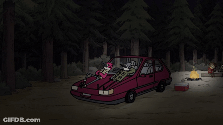 Mordecai Rigby Night Campfire Camping GIF