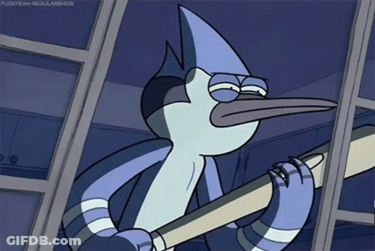 Mordecai Watching Intently Regular Show GIF