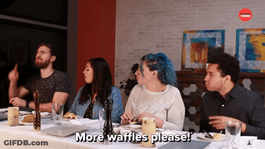 More Waffles Please People Eating In Table GIF