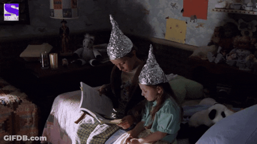 Morgan And Bo Wearing Tin Foil Hat GIF