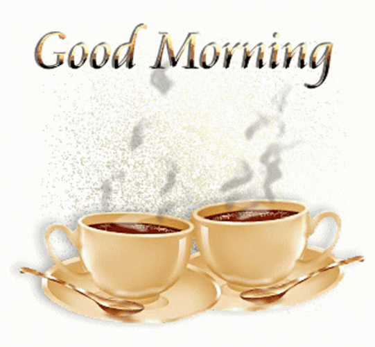 Morning Coffee Two Cups Cheers For You GIF