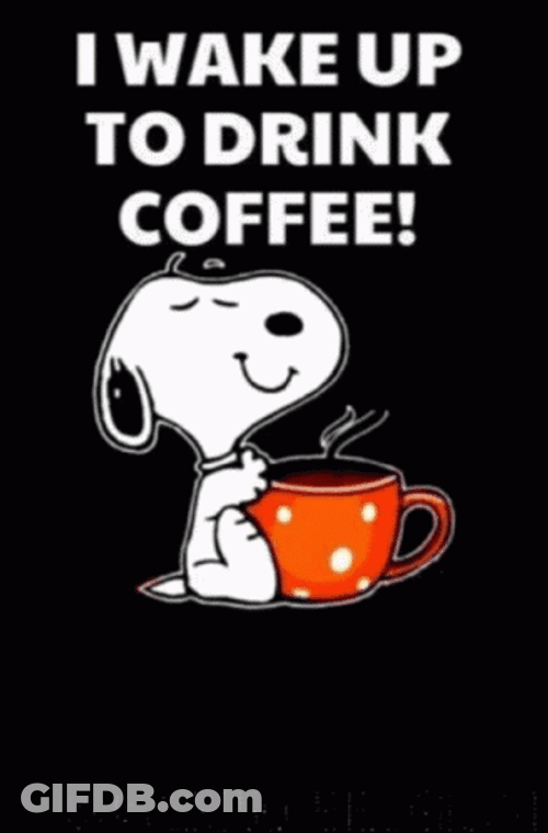 Morning Coffee Wake Up Drink Snoopy GIF