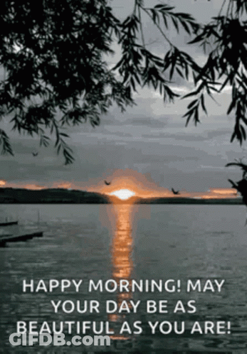 Morning Greeting Card Sunset Lake GIF