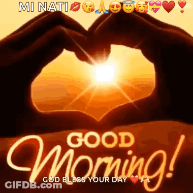 Morning Greeting Card With Heart Hands GIF