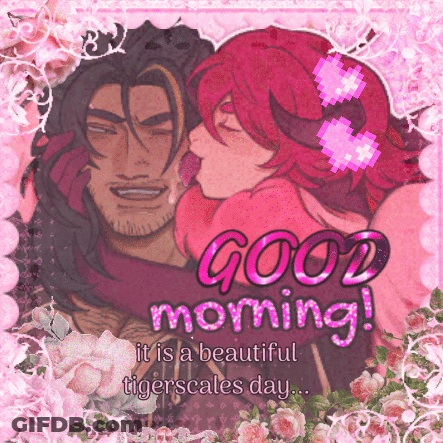 Morning Greeting Card With Kissing Couple GIF