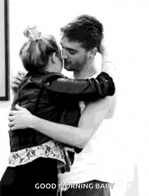 Morning Hugs By Adorable Couple GIF