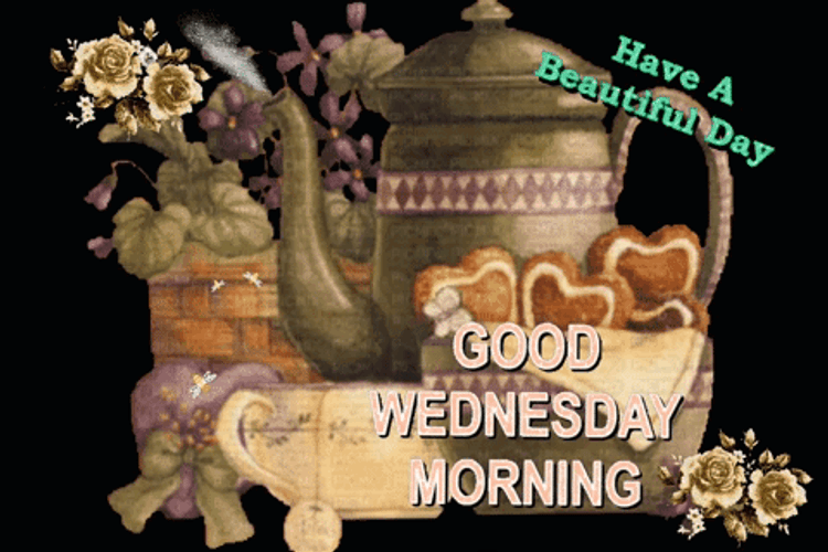 Morning Wednesday Vintage Kettle Cup Of Tea GIF