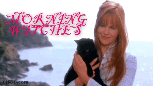 Morning Witches Woman Holding Black Cat GIF