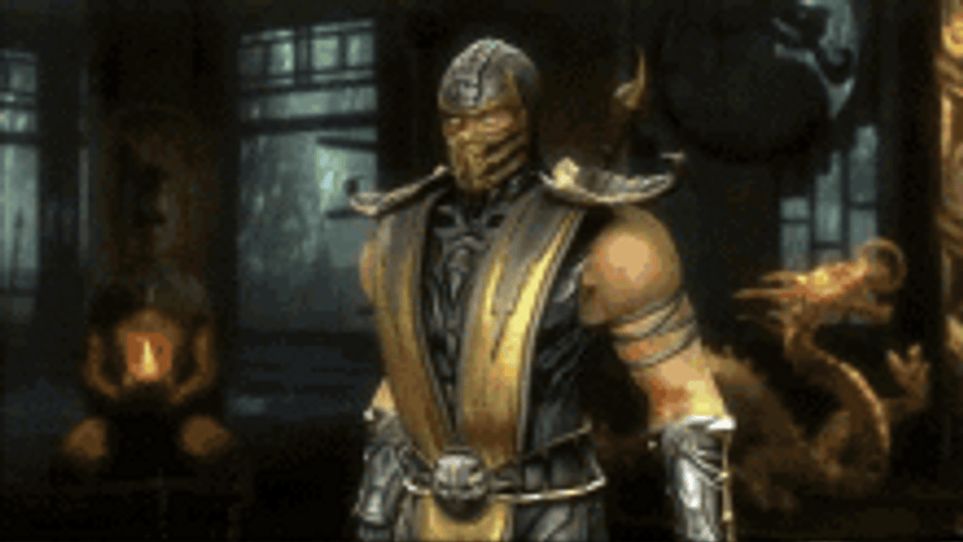 Mortal Kombat Scorpion Holding Skull GIF