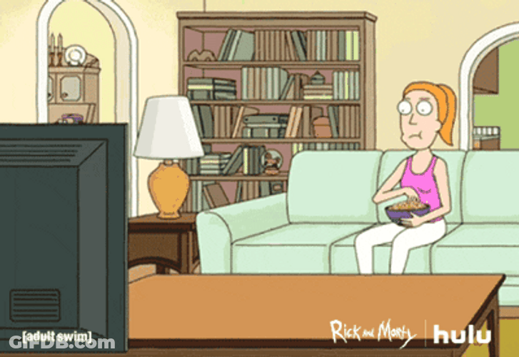 Morty Eating While Watching TV GIF