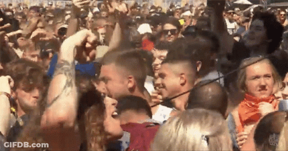 Mosh Pit Of Full People Having Fun GIF