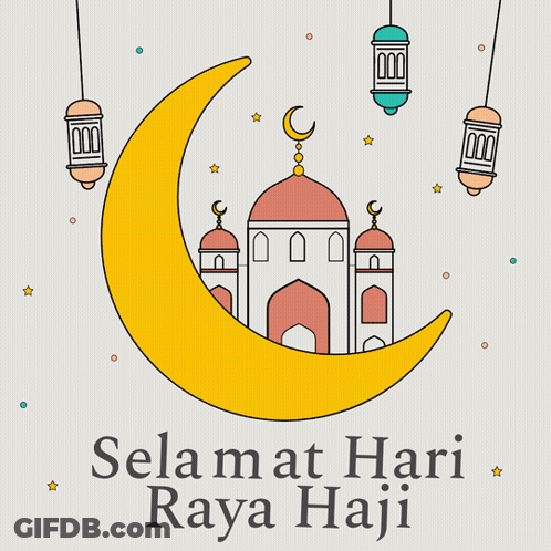 Mosque With Crescent Moon Selamat Hari Raya Haji GIF