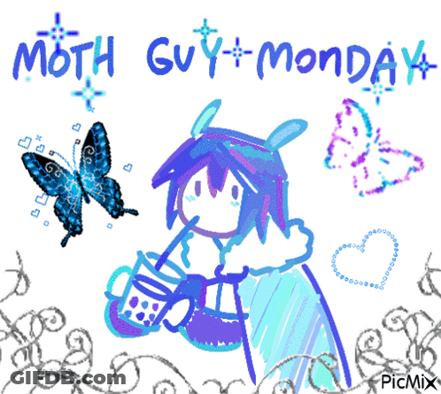 Moth Guy + Monday Drawing GIF