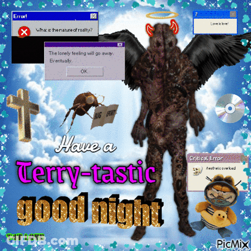 Moth With Wings Saying Have A Terry Tastic Good Night GIF