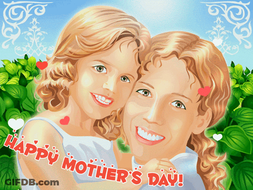 Mother And Daughter Hugging Happy Mother's Day GIF