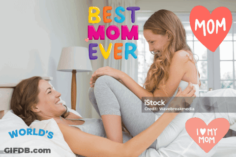 Mother And Daughter Laying On Bed Best Mom Ever GIF