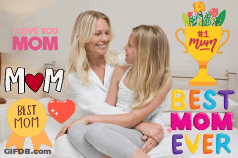 Mother And Daughter Surrounded By Love Stickers GIF