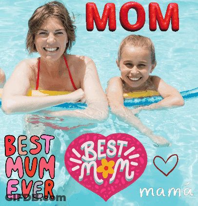 Mother And Daughter Swimming Best Mum Ever GIF