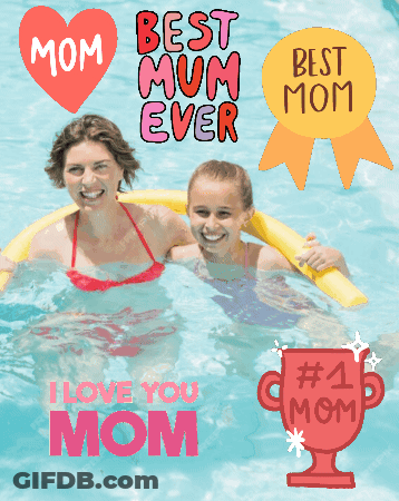 Mother And Daughter Swimming In Pool GIF