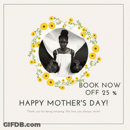 Mother's Day Advertisement Woman Surrounded By Flowers GIF