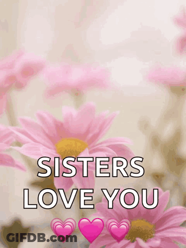 Mother's Day Card Pink Flowers Sisters Love You GIF