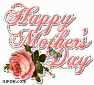 Mother's Day Card Pink Rose Butterfly GIF