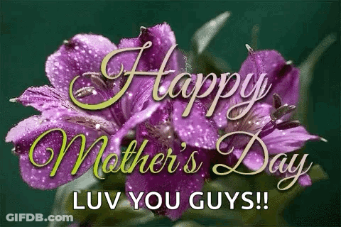 Mother's Day Card Purple Flowers Happy Luv You GIF