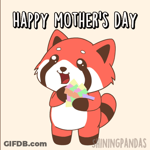 Mother's Day Card Red Panda Holding Gift GIF
