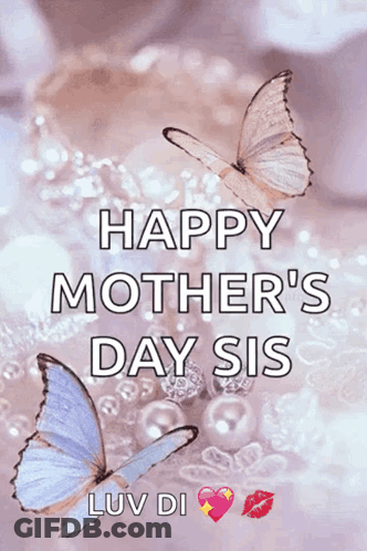 Mother's Day Card With Butterflies And Pearls GIF
