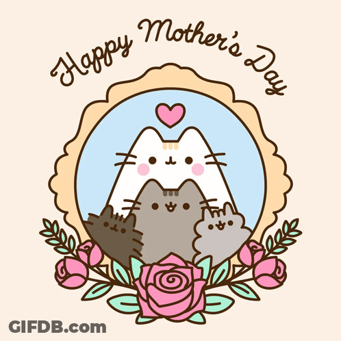 Mother's Day Card With Cats And Flowers GIF