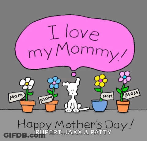 Mother's Day Card With Dog And Flowers GIF