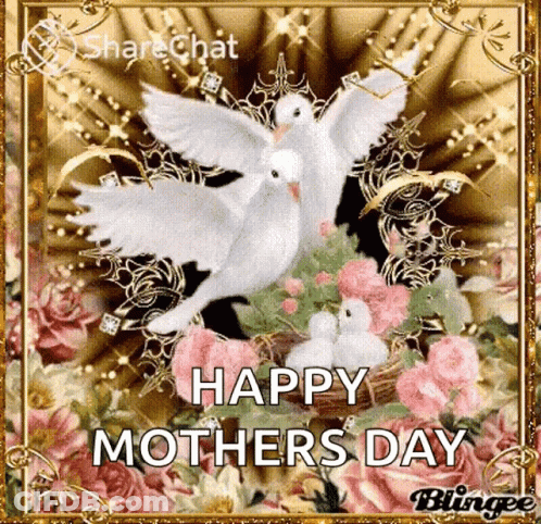 Mother's Day Card With Doves And Flowers GIF