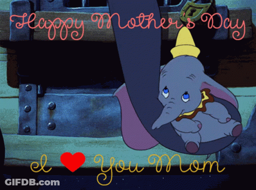 Mother's Day Card With Dumbo And Baby Elephant GIF